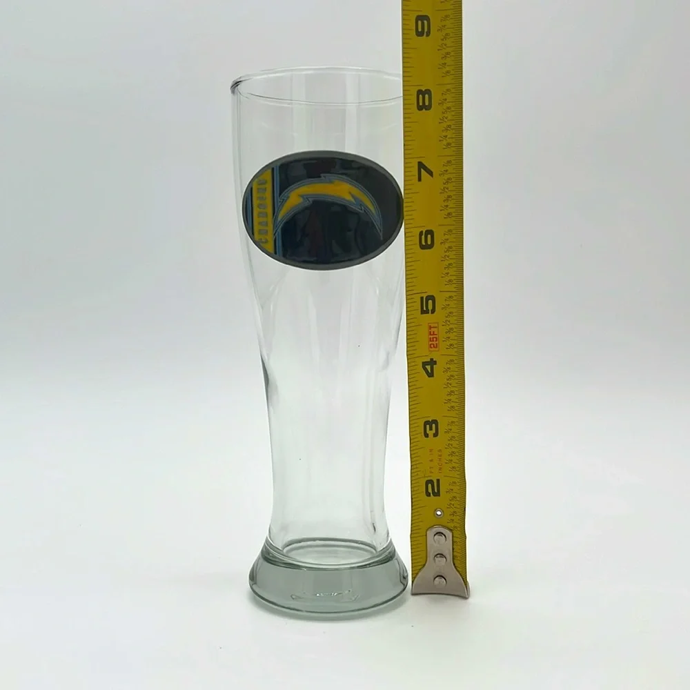 San Diego Chargers Pilsner Glass with Pewter Lightning Bolt Logo Design